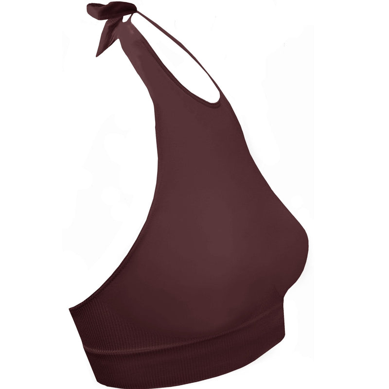 REVITALISED Halterneck Top | Chocolate Brown | Image 6