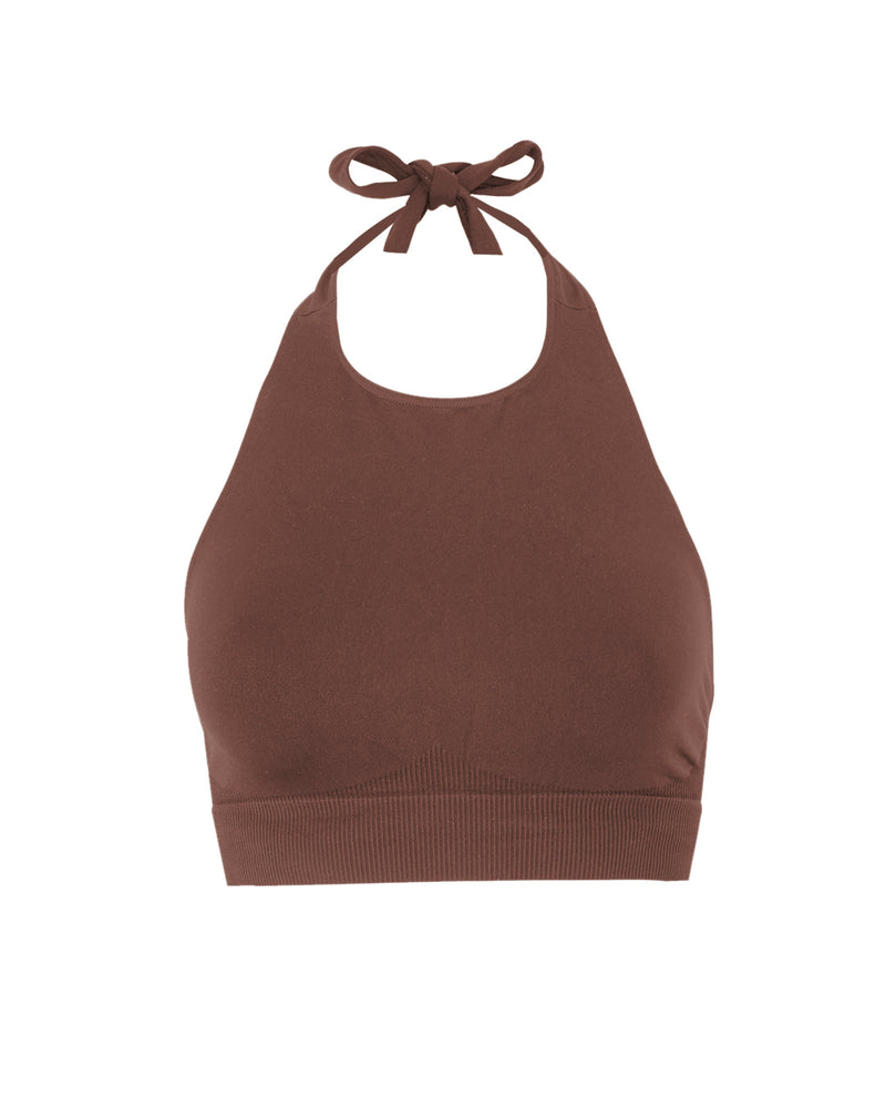 REVITALISED Halterneck Top | Maroon | Image 1