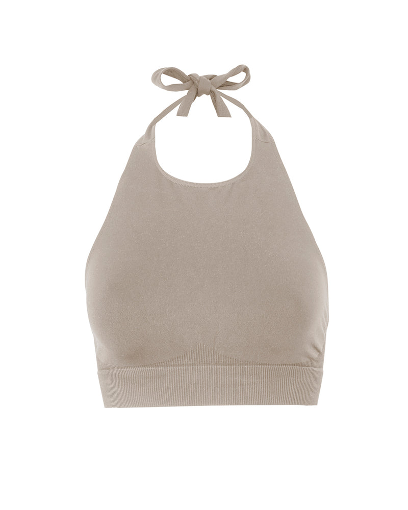 REVITALISED Halterneck Top | Taupe | Image 1