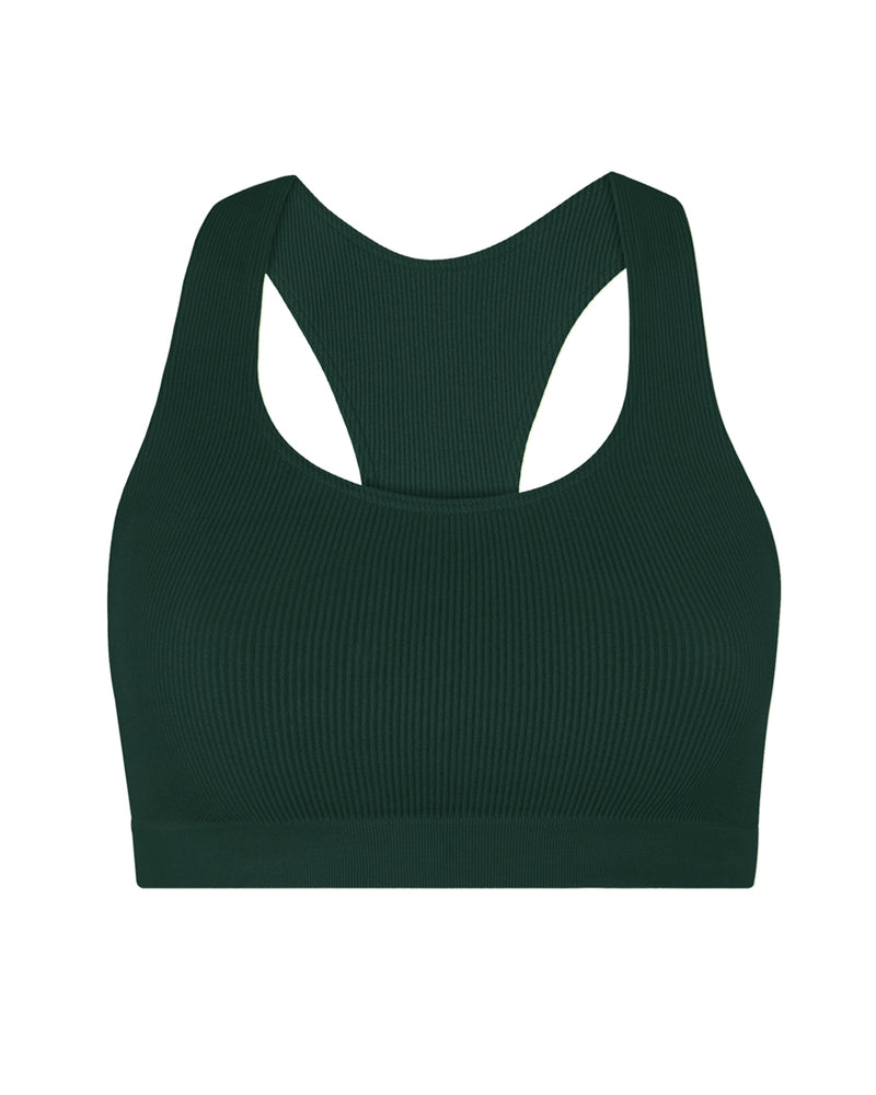 RIBBED ELATED Bra Top | Dark Green | Image 1