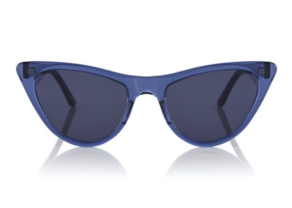 ST LOUIS - Dark Blue. Modern take on 50s cat-eye classic. Suitable for a more narrow face w/ their soft tips and rounded edges. Available in sunglasses and opticals.